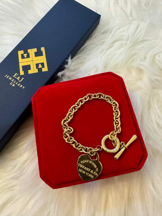 18K Gold Heart Charm Bracelet