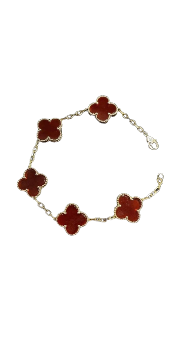 18K Gold White Clover Bracelet 14mm