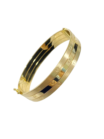 18K Gold Triple Love Bangle - Clip Type