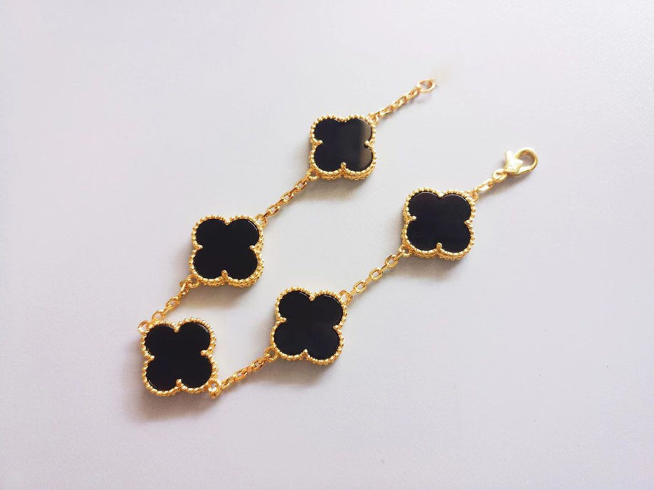 18K Gold White Clover Bracelet 14mm