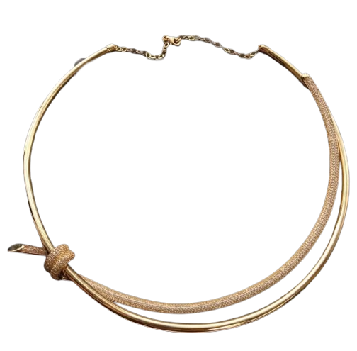18K Gold Double Row Barbed Wire Knot Necklace