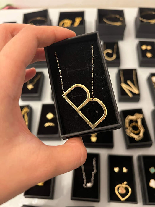B Letter Pendant and Necklace