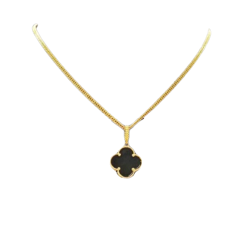 18K Gold Clover Necklace 14mm