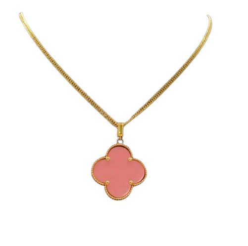 18K Gold Clover Necklace 14mm