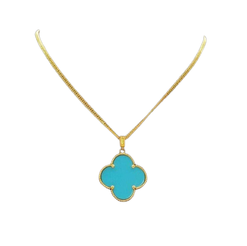 18K Gold Clover Necklace 14mm