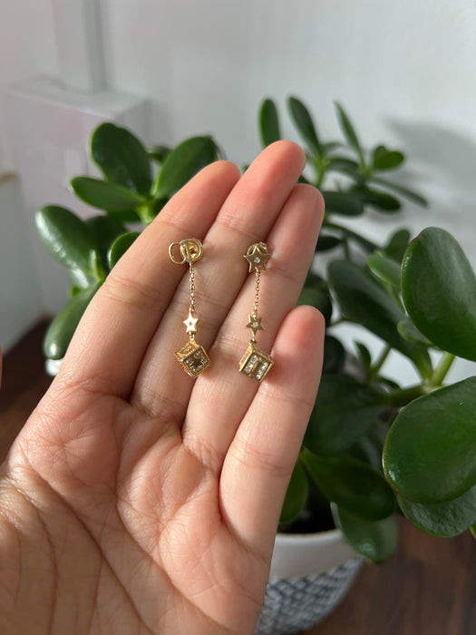 18K Gold CD Drop Earrings