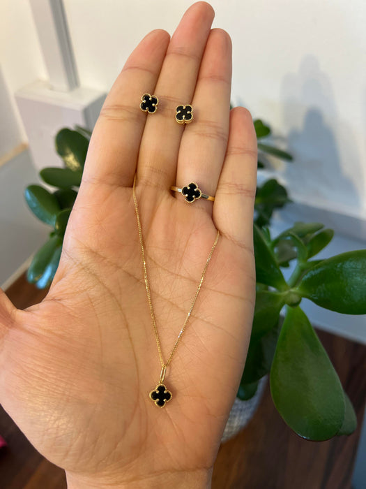 18K Gold Onyx Set