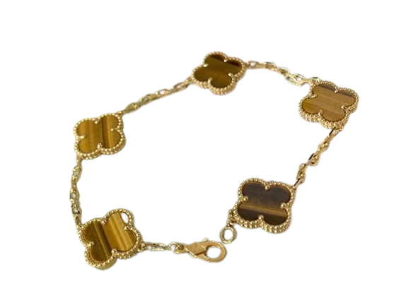 18K Gold Tiger Eye VCA Bracelet