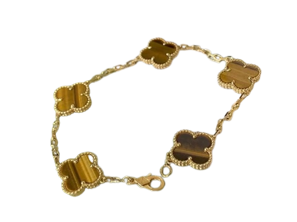 18K Gold White Clover Bracelet 14mm