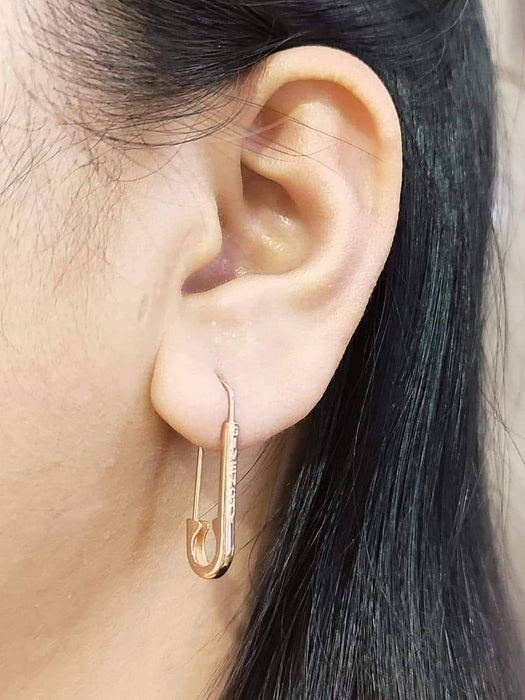 18K Gold Safety Pin Earrings