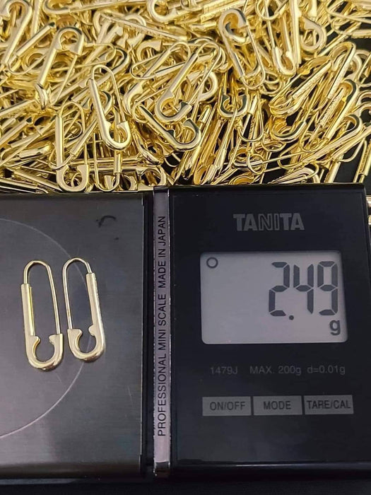 18K Gold Safety Pin Earrings