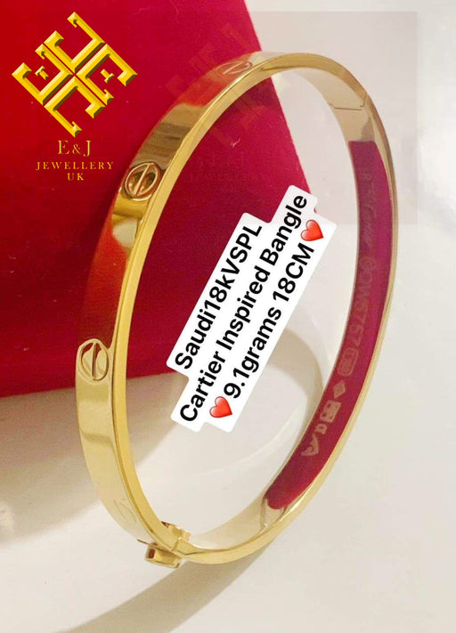 18K Yellow Gold Love Bangle E J Jewellery UK Ltd