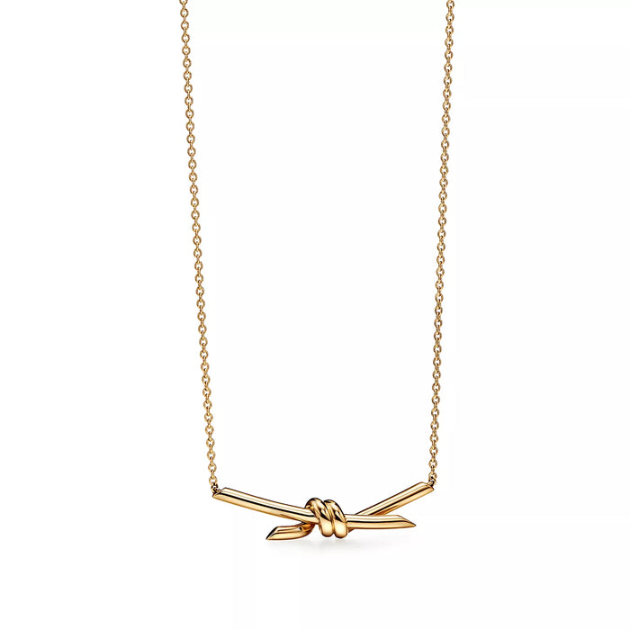 18K Gold Barbed Wire Knot Necklace